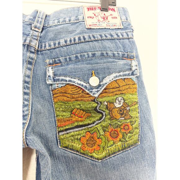 True Religion Men’s Buddha Nature Embroidered Y2K Joey Flare Jeans Vintage - Picture 11 of 12